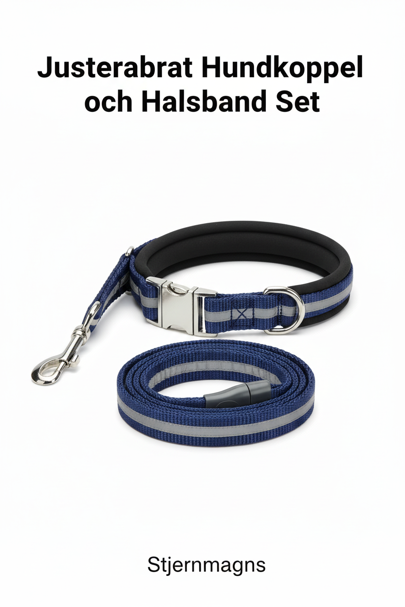 Justerbart Hundkoppel och Halsband Set