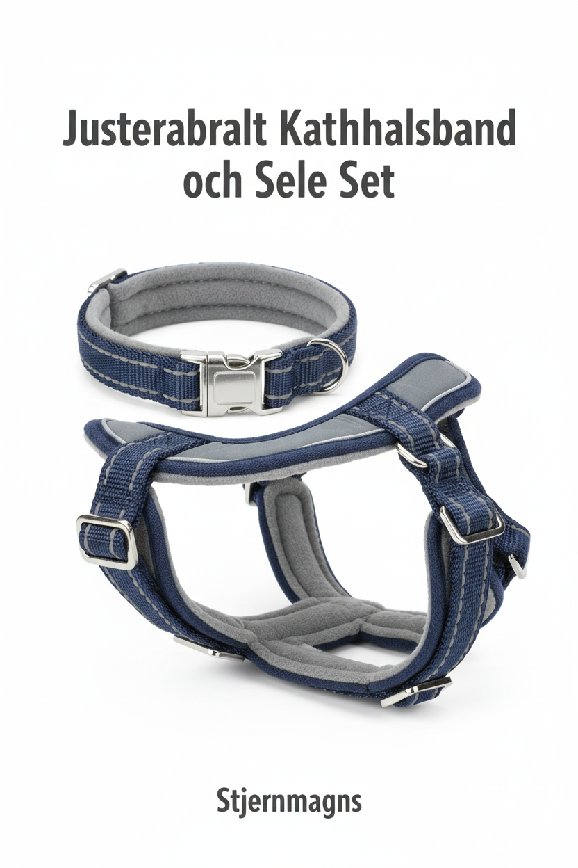 Justerbart Katthalsband och Sele Set