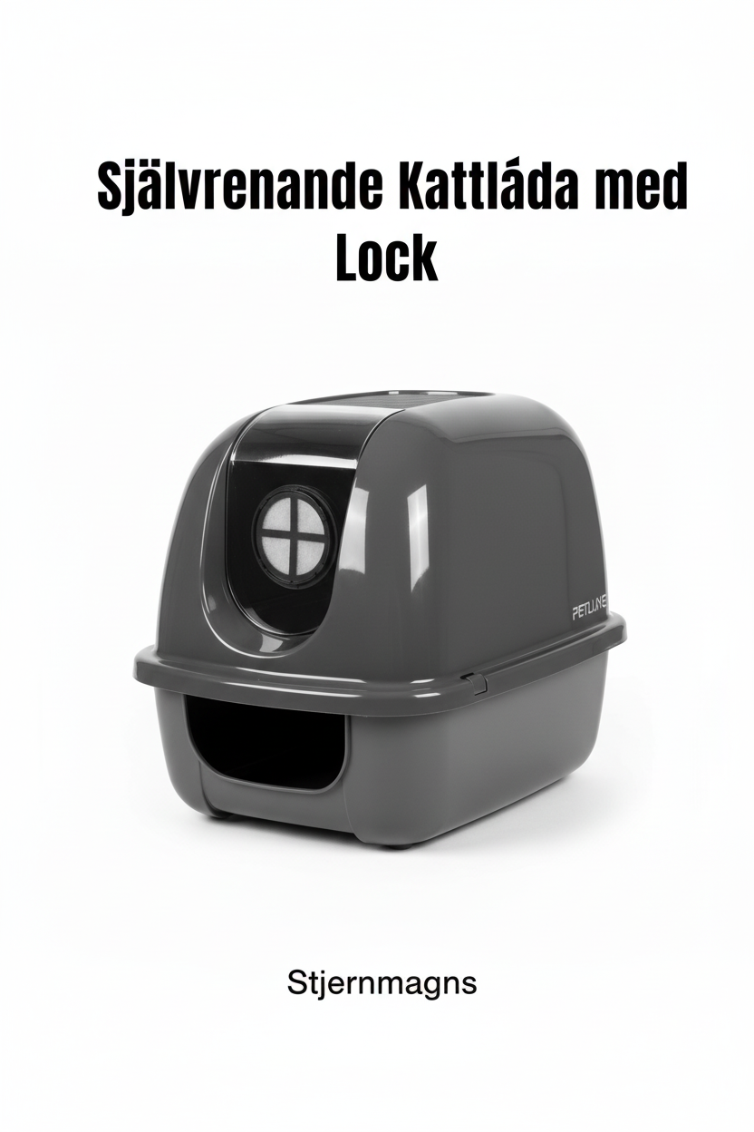 Självrenande Kattlåda med Lock
